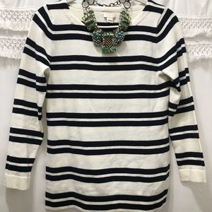 J. Crew white and navy striped sweater (XS)
